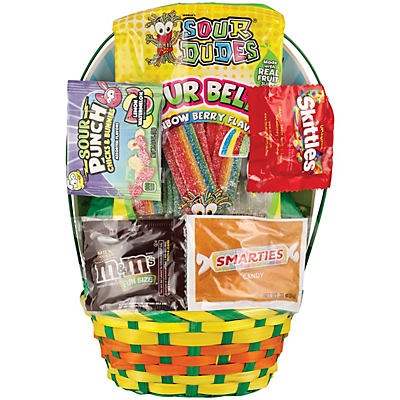 slide 1 of 1, Wonder Treats Sour Belts Candy Easter Basket, Small, 1 ct