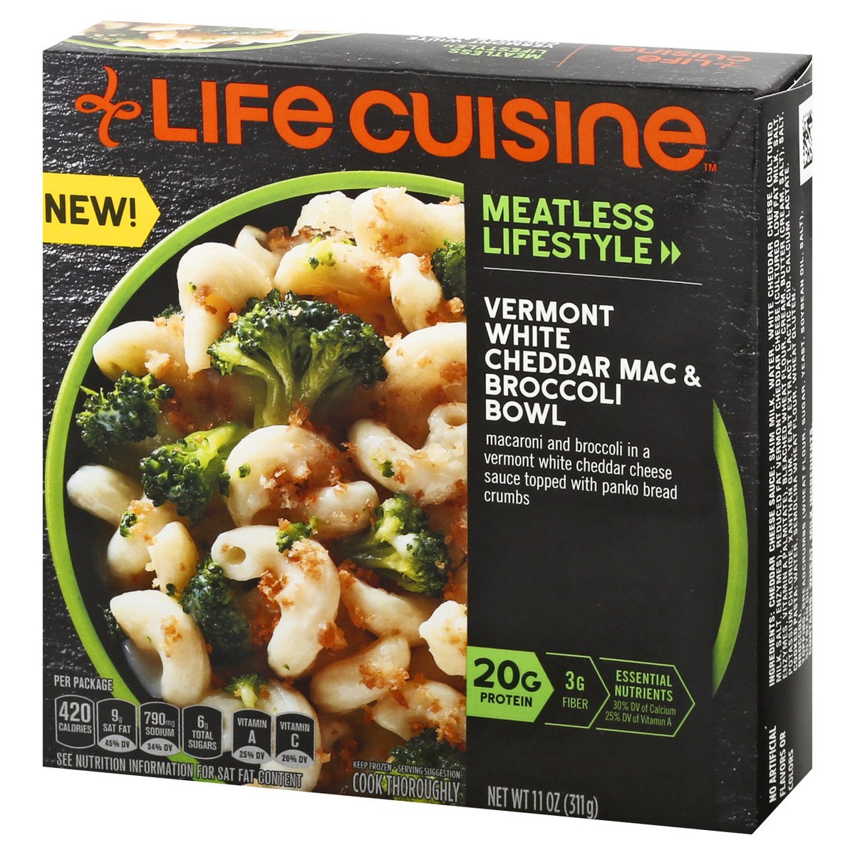 slide 2 of 9, Life Cuisine Frozen Meal Vermont White Cheddar Mac and Broccoli Bowl, Veggie Lovers Microwave Meal, Vegetarian Frozen Dinner for One, 11 oz