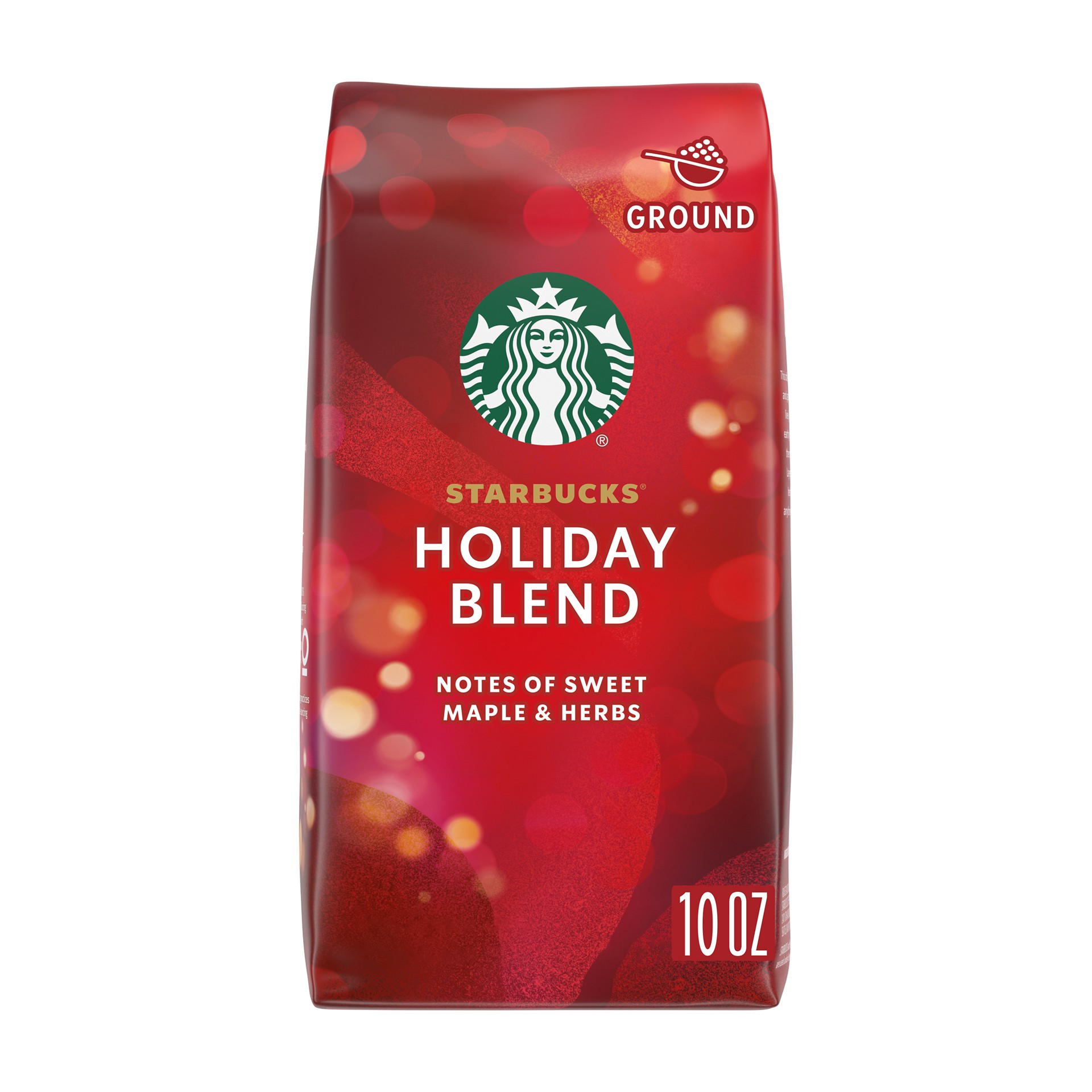 slide 1 of 9, Starbucks Ground Coffee, Medium Roast Coffee, Holiday Blend, 100% Arabica, Limited Edition Holiday Coffee, 1 Bag (10 Oz), 1 ct