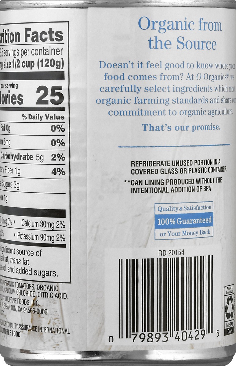 slide 4 of 9, O Organics Organic No Salt Added Diced Tomatoes, 