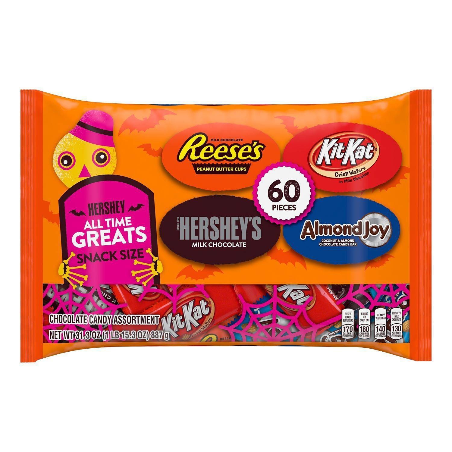 slide 1 of 5, Hershey's All Time Greats Snack Size Halloween Assortment, 31.3 oz; 60 ct