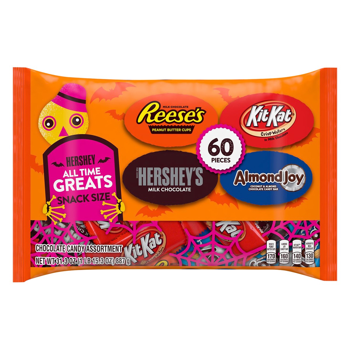 slide 1 of 6, Hershey's All Time Greats Snack Size Chocolate Candy Assortment 60 ea, 31.3 oz; 60 ct