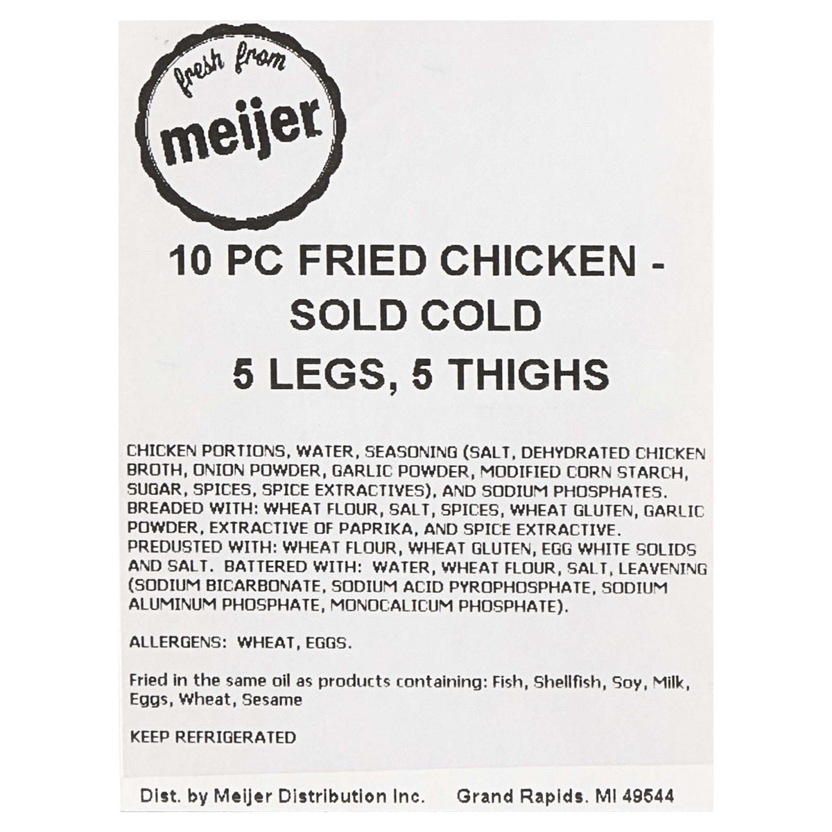 slide 2 of 2, Fresh from Meijer Fried Dark Meat Chicken Sold Cold, 10 ct