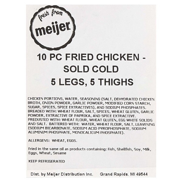 slide 4 of 5, Fresh from Meijer Fried Dark Meat Chicken, 10 Piece Sold Cold, 10 ct