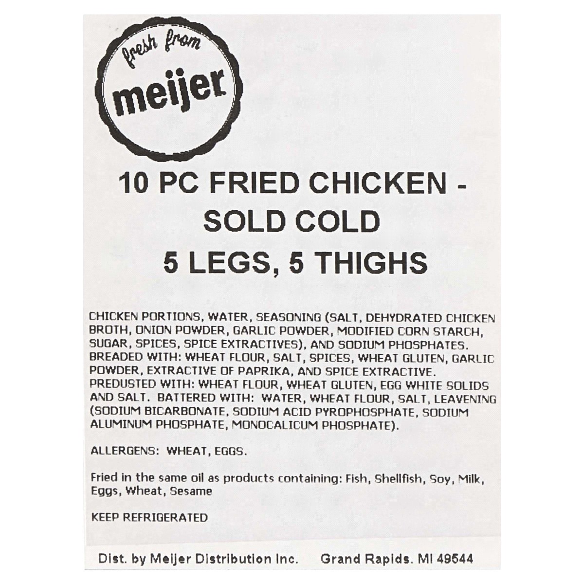 slide 5 of 5, Fresh from Meijer Fried Dark Meat Chicken, 10 Piece Sold Cold, 10 ct