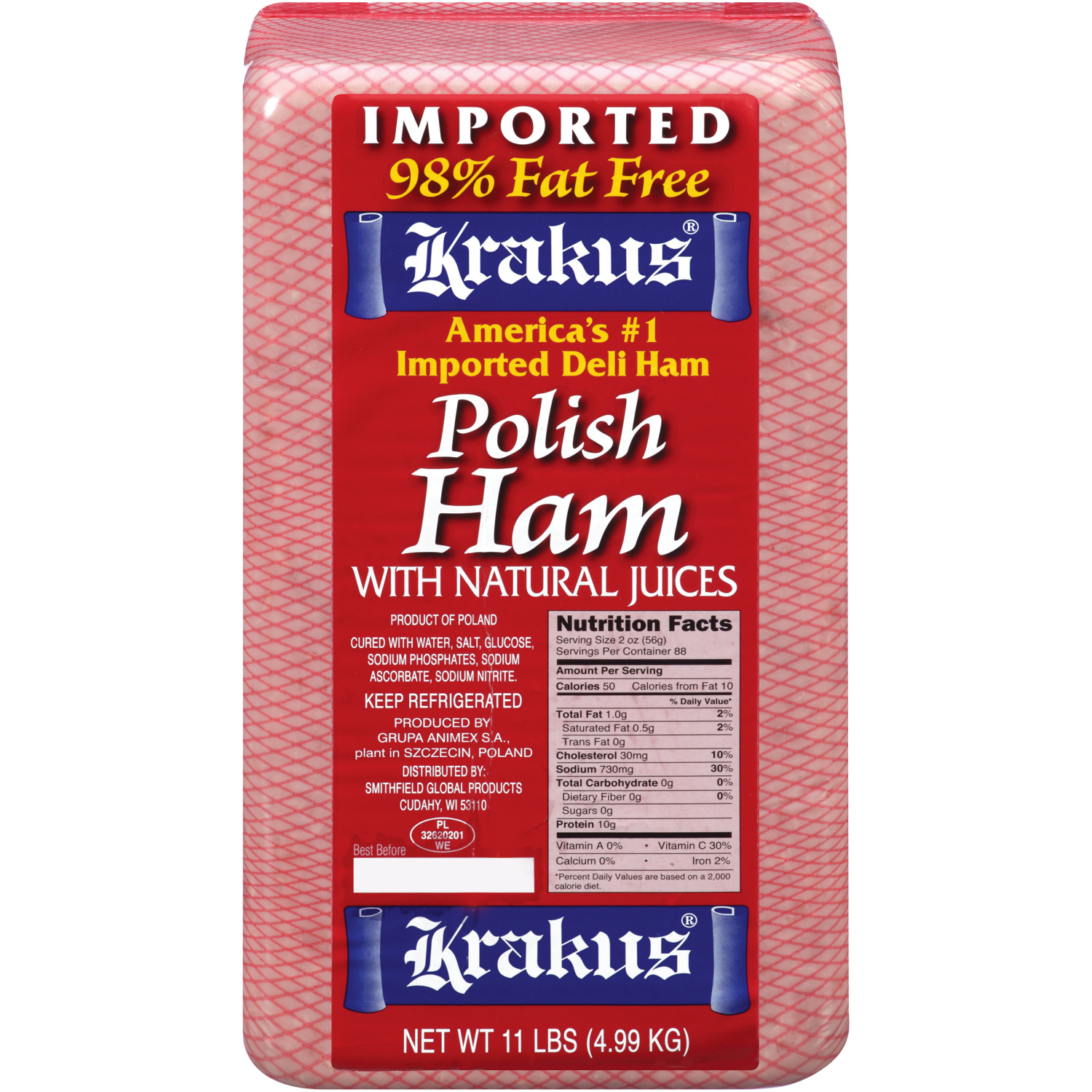 slide 1 of 1, Krakus Reduced Sodium Polish Ham, per lb