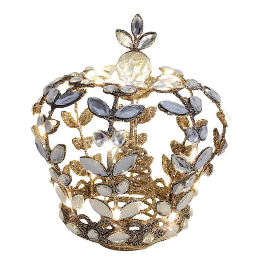 slide 1 of 4, 8" Gold Jeweled Crown Lighted Tree Topper By Ashland, 8.3 in