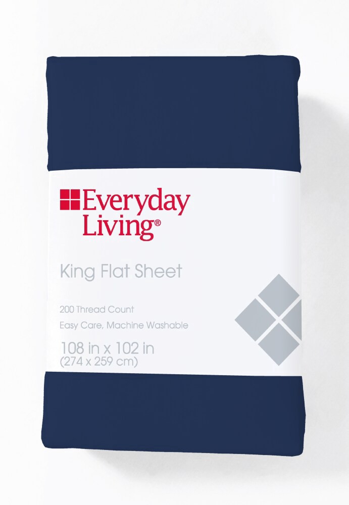 slide 1 of 2, Everyday Living Cotton/Polyester Flat Sheet - Estate Blue, King Size