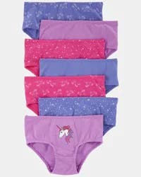 Carter's Girls 7-Pack Unicorn Brief Stretch Cotton Undies Purple/Blue/Pink 14