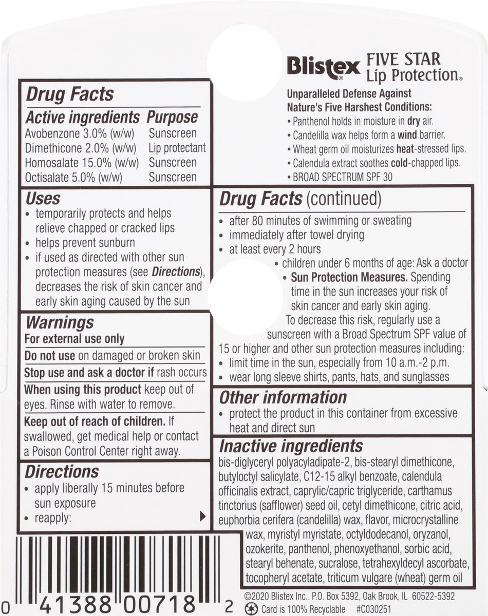 slide 4 of 9, Blistex Value Pack Broad Spectrum SPF 30 Five Star Lip Protection Lip Balm Value Pack 2 ea, 0.3 oz
