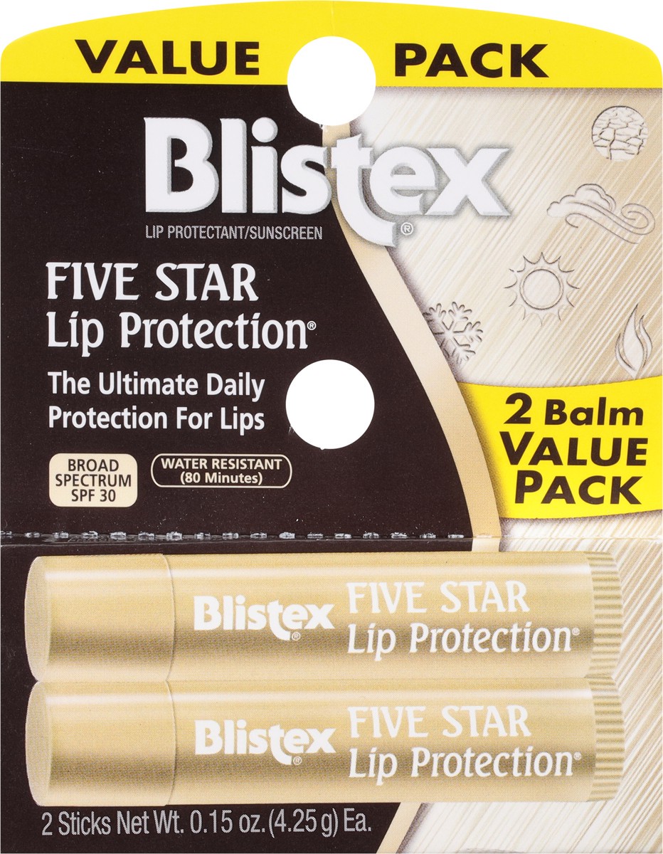 slide 3 of 9, Blistex Value Pack Broad Spectrum SPF 30 Five Star Lip Protection Lip Balm Value Pack 2 ea, 0.3 oz
