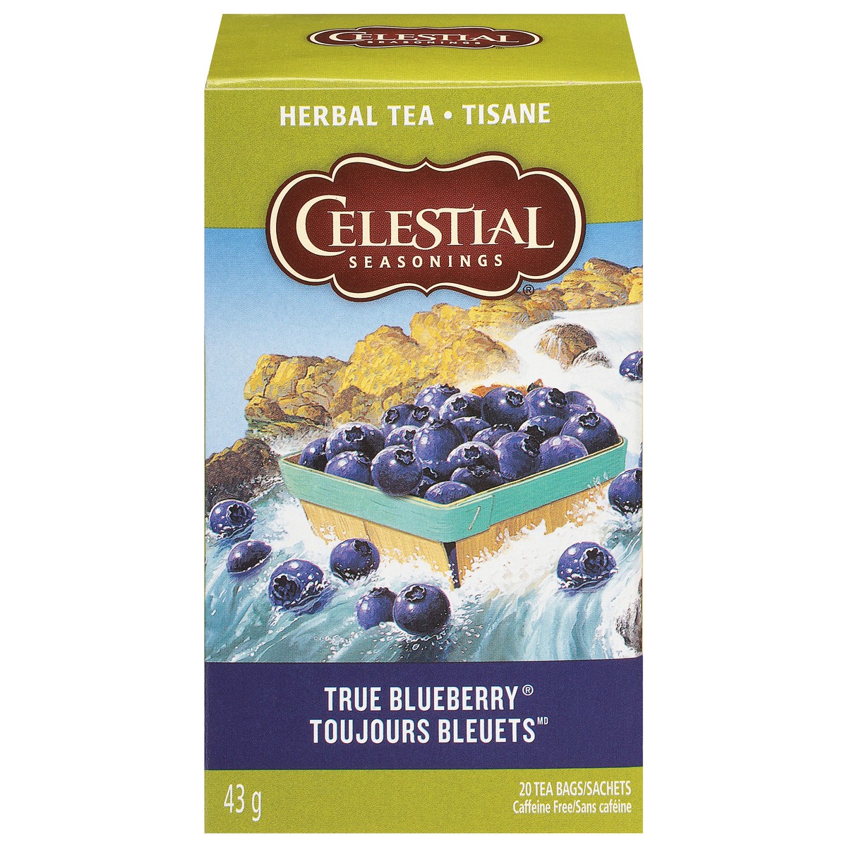 slide 1 of 8, Celestial Seasonings Caffeine Free True Blueberry Herbal Tea 20 Tea Bags - 20 ct, 20 ct