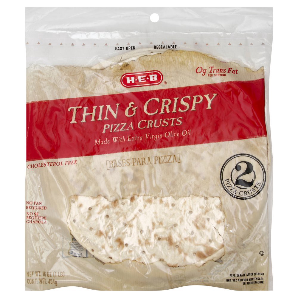 slide 1 of 1, H-E-B Traditional Thin and Crispy 12 Inch Pizza Crusts, 2 ct