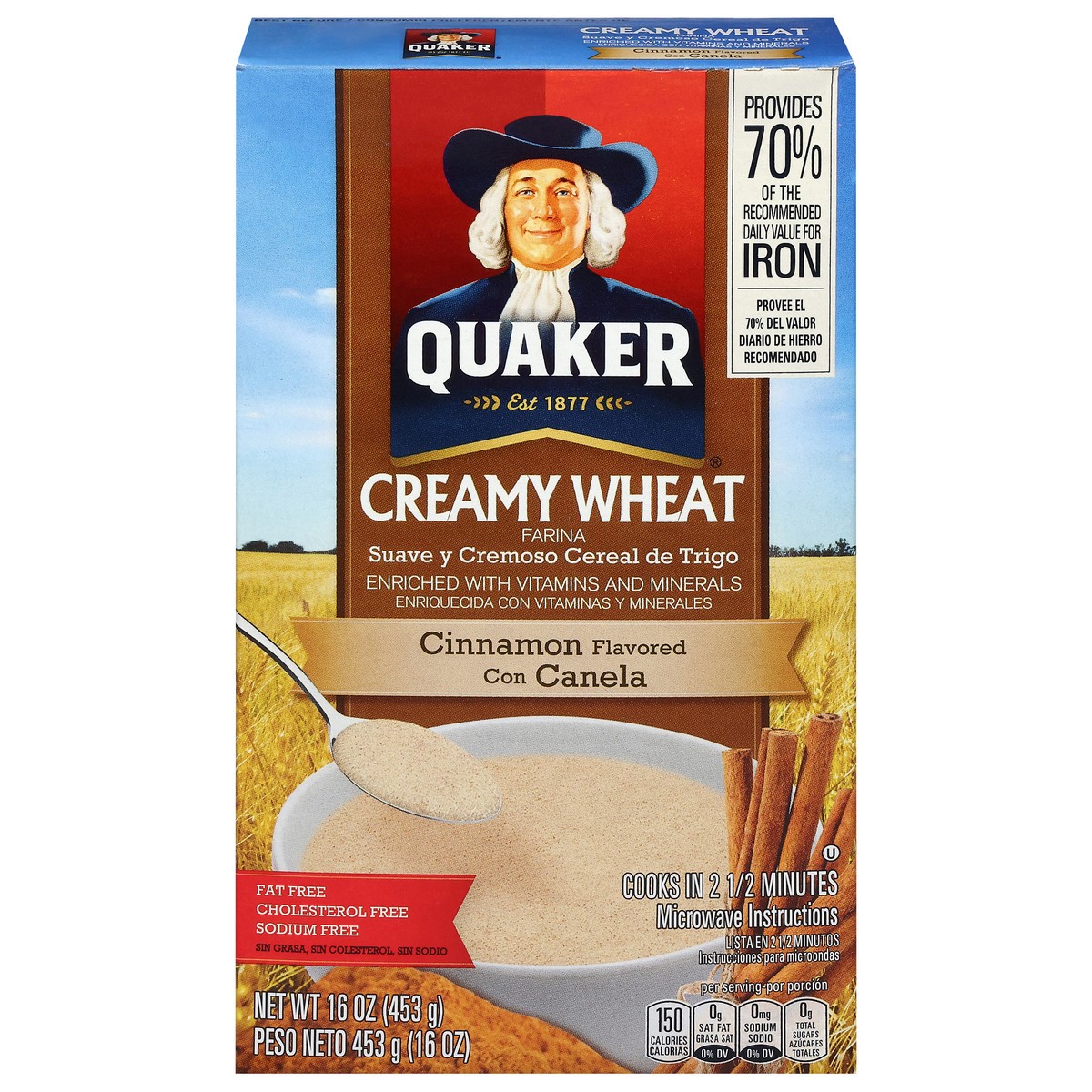slide 2 of 4, Quaker Creamy Wheat Cinnamon, 16 oz