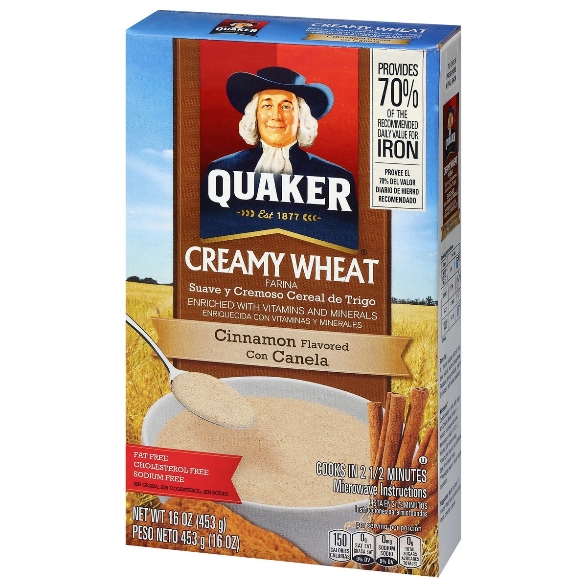 slide 3 of 4, Quaker Creamy Wheat Cinnamon, 16 oz