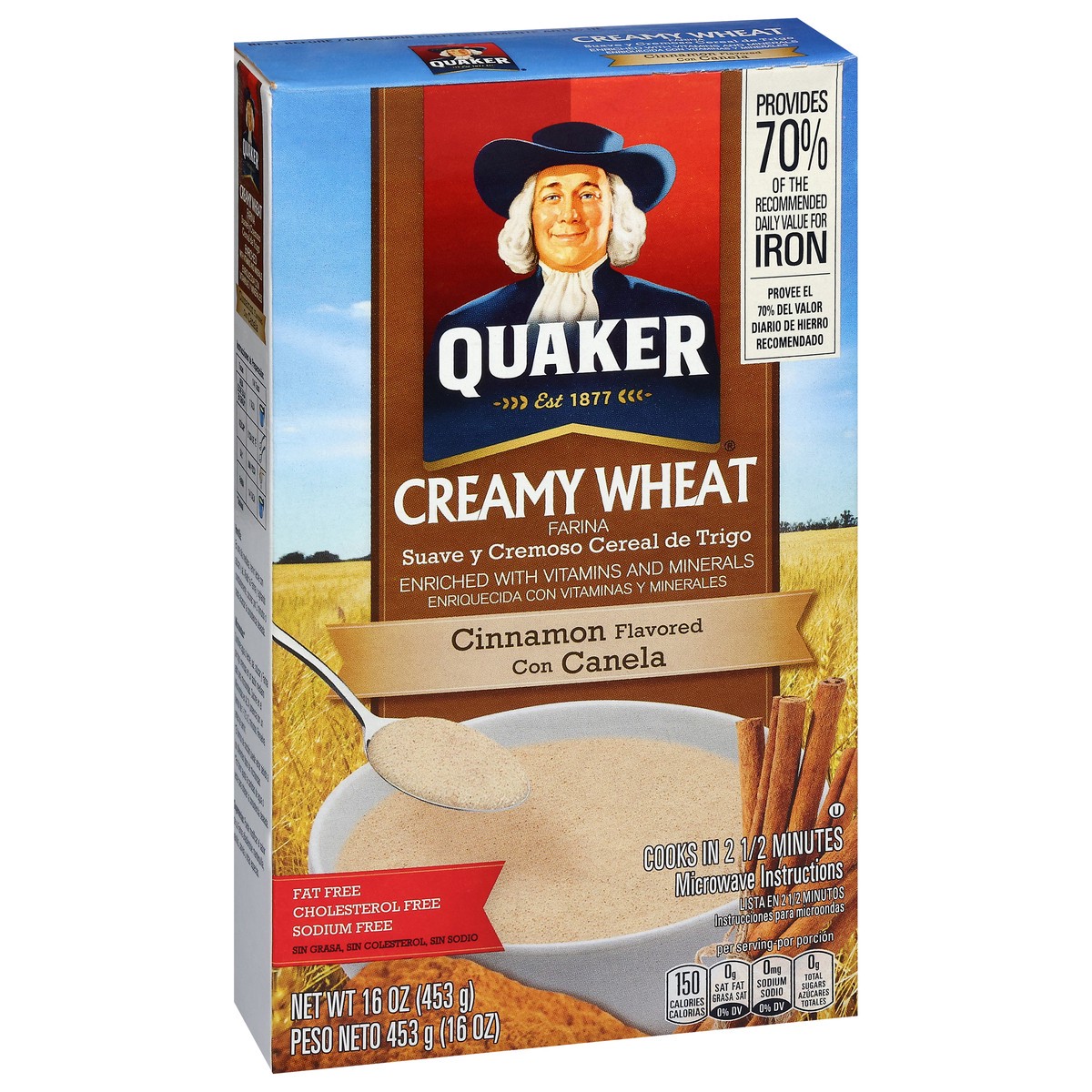 slide 4 of 4, Quaker Creamy Wheat Cinnamon, 16 oz