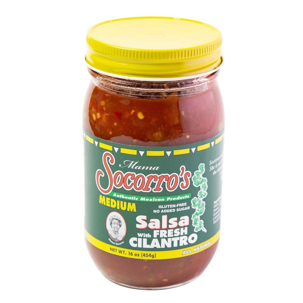 slide 1 of 1, Mama Socorro's Medium Salsa With Fresh Cilantro Jar, 16 oz