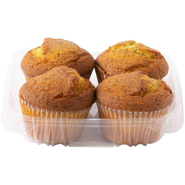 slide 1 of 1, Giant Bakery Lemon Poppy Seed Muffins, 4 ct