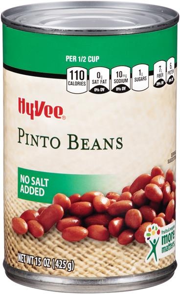 slide 1 of 1, Hy-vee No Salt Added Pinto Beans, 15 oz