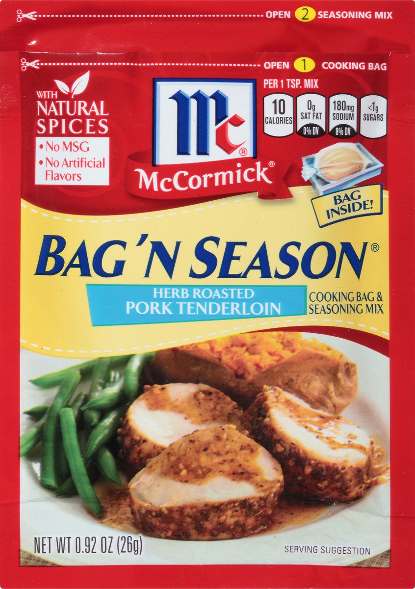 slide 4 of 8, McCormick Bag 'n Season Herb Roasted Pork Tenderloin Cooking Bag & Seasoning Mix, 0.92 oz