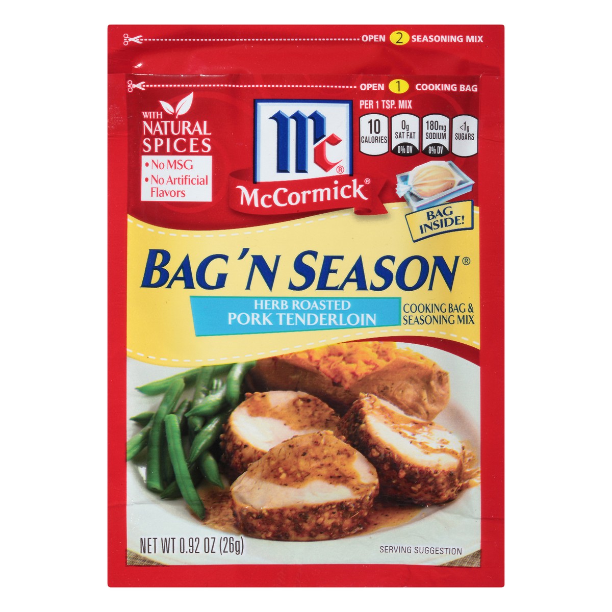 slide 1 of 8, McCormick Bag 'n Season Herb Roasted Pork Tenderloin Cooking Bag & Seasoning Mix, 0.92 oz