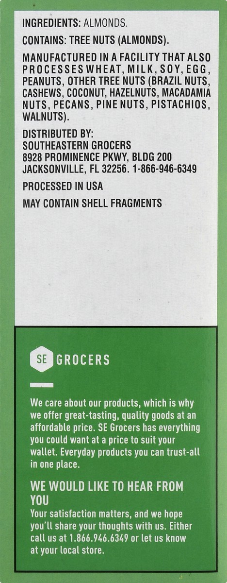 slide 6 of 10, SE Grocers Unsalted Almonds Snack Pack Whole Natural, 8 ct