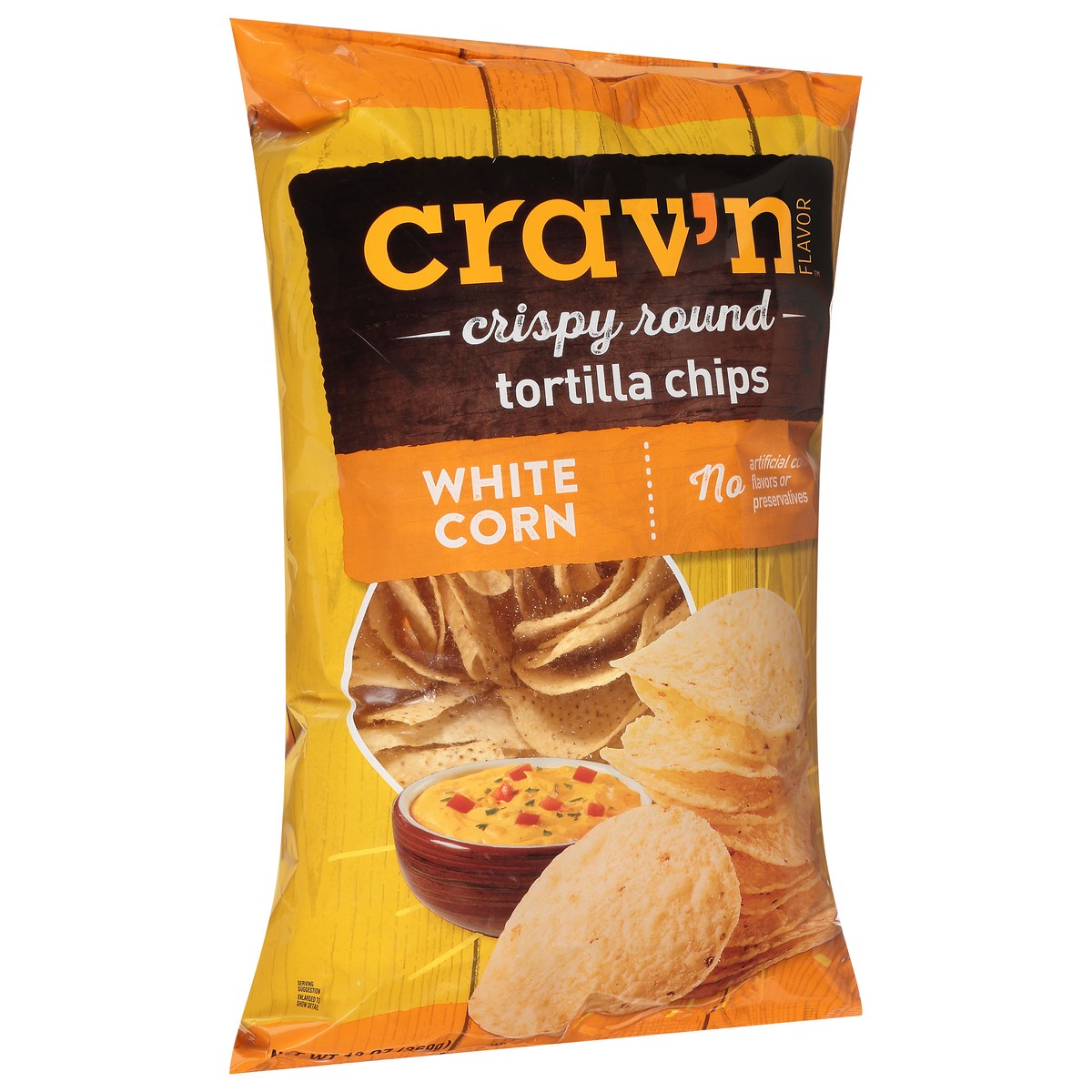 slide 8 of 17, Crav'n Flavor Tortilla Chips, White Corn, Crispy Round 13 Oz, 13 oz
