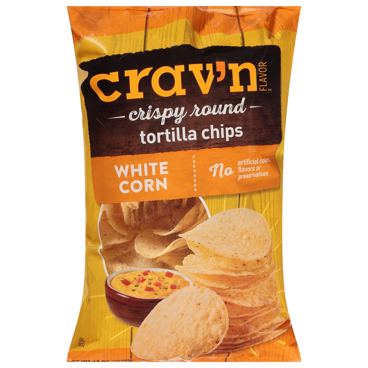 slide 17 of 17, Crav'n Flavor Tortilla Chips, White Corn, Crispy Round 13 Oz, 13 oz