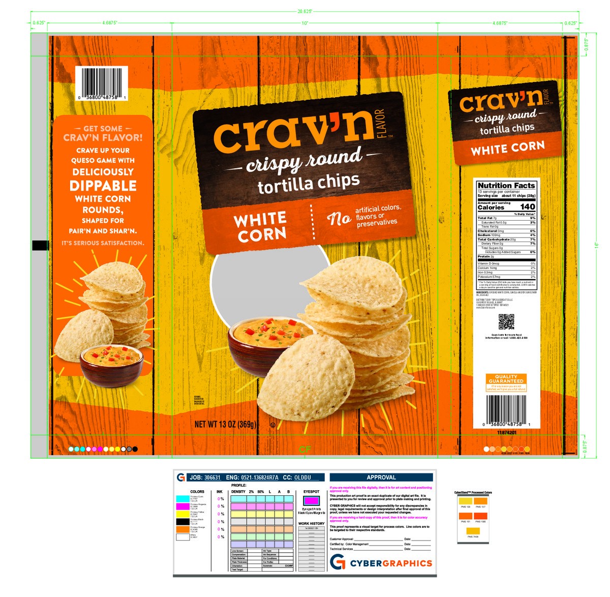 slide 16 of 17, Crav'n Flavor Tortilla Chips, White Corn, Crispy Round 13 Oz, 13 oz