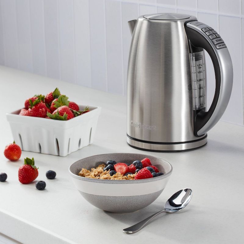 slide 12 of 12, Cuisinart 1.7L Perfectemp Programmable Stainless Steel Electric Kettle Light Silver CPK-17P1: Adjustable Temp, Cordless, 360° Base, 1.7 liter