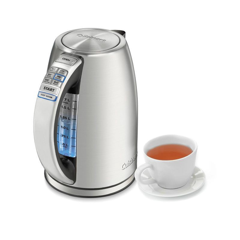 slide 1 of 12, Cuisinart 1.7L Perfectemp Programmable Stainless Steel Electric Kettle Light Silver CPK-17P1: Adjustable Temp, Cordless, 360° Base, 1.7 liter