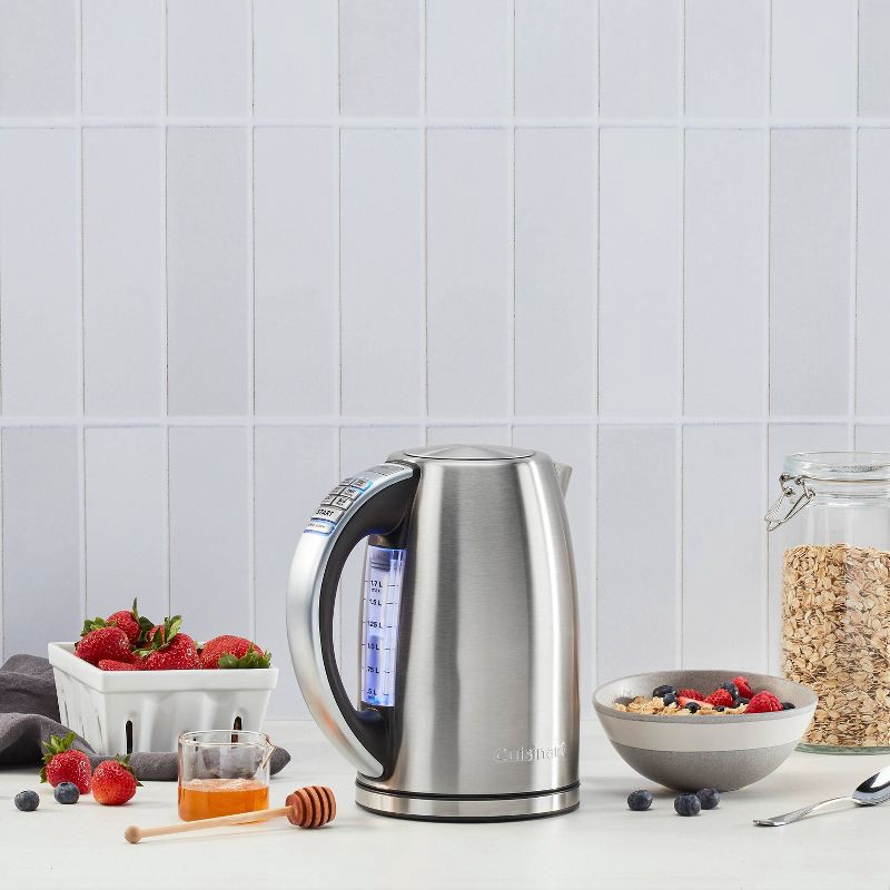 slide 10 of 12, Cuisinart 1.7L Perfectemp Programmable Stainless Steel Electric Kettle Light Silver CPK-17P1: Adjustable Temp, Cordless, 360° Base, 1.7 liter