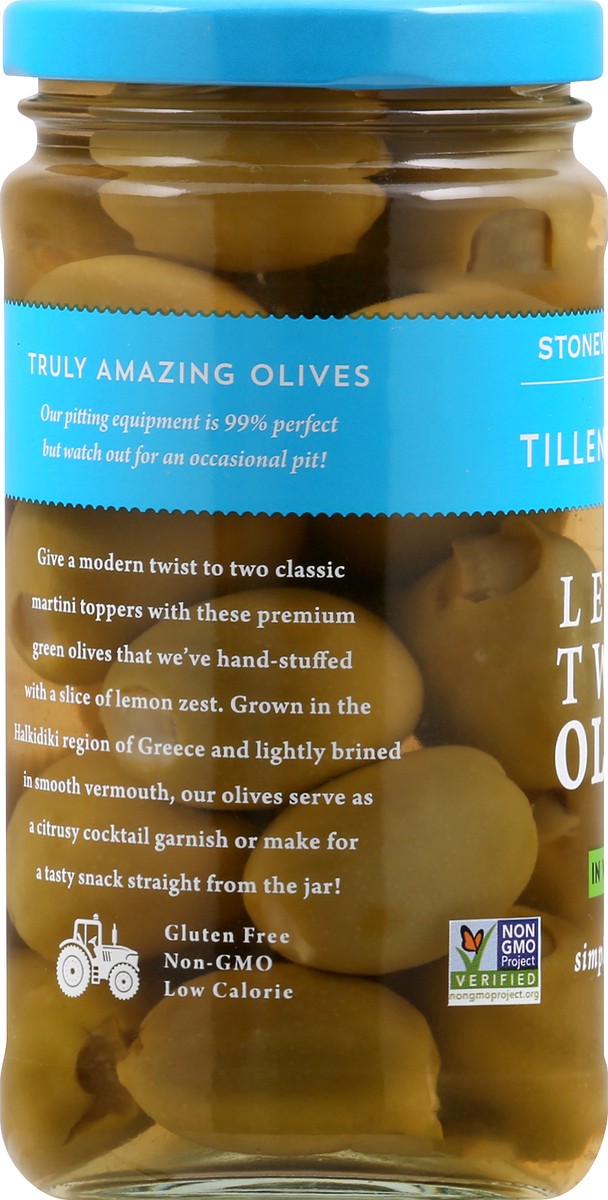 slide 3 of 12, Tillen Farms Lemon Twist Olives in Vermouth 12 oz, 12 oz