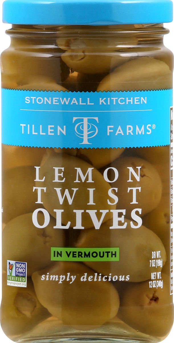 slide 4 of 12, Tillen Farms Lemon Twist Olives in Vermouth 12 oz, 12 oz