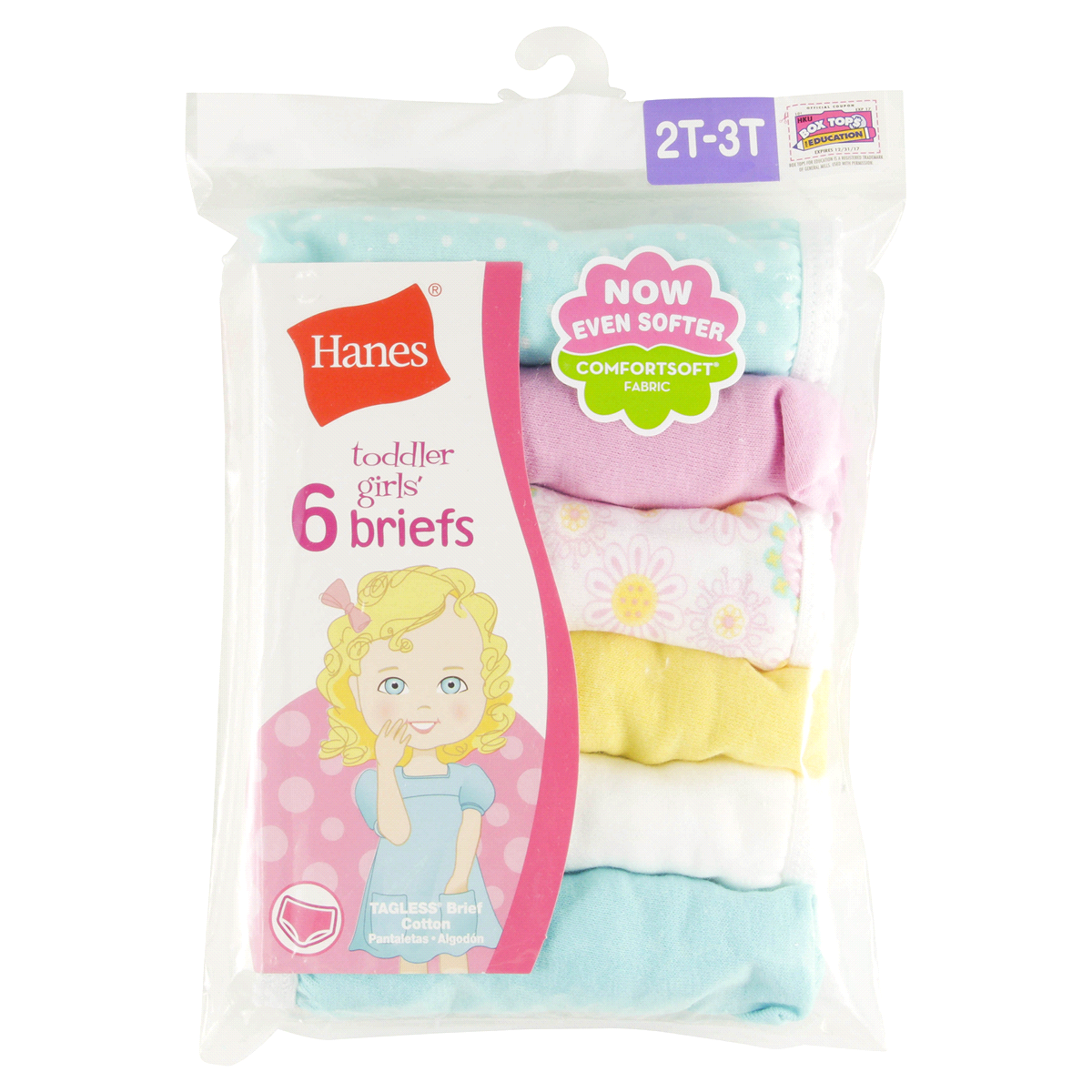 slide 1 of 1, Hanes Briefs - Toddler Girls Size 2T-3T, 6 ct