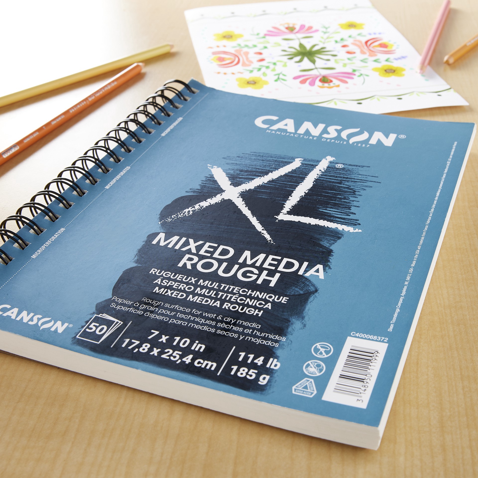 slide 3 of 4, Canson Xl Rough Mix Media Pad, 7 in x 10 in