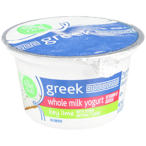 slide 1 of 1, Food Club Key Lime Blended Greek Whole Milk Yogurt, 5.3 oz