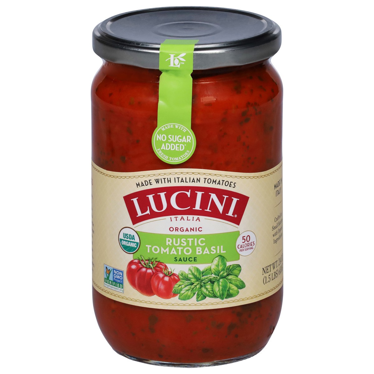 slide 1 of 1, Lucini Italia Organic Rustic Tomato Basil Sauce 24 oz, 25.5 oz