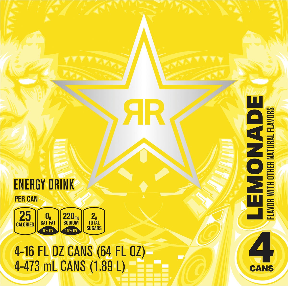 slide 5 of 7, Rockstar Recovery Lemonade Energy Drink, 4 ct; 16 oz