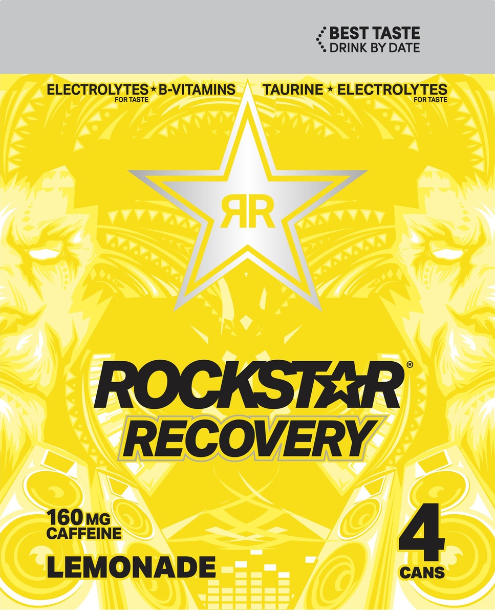 slide 6 of 7, Rockstar Recovery Lemonade Energy Drink, 4 ct; 16 oz