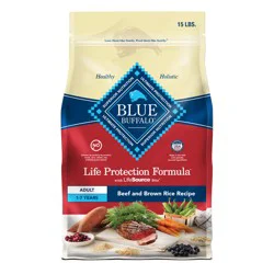 Blue Buffalo Life Protection Formula Natural Adult Dry Dog Food, Beef and Brown Rice 15-lb