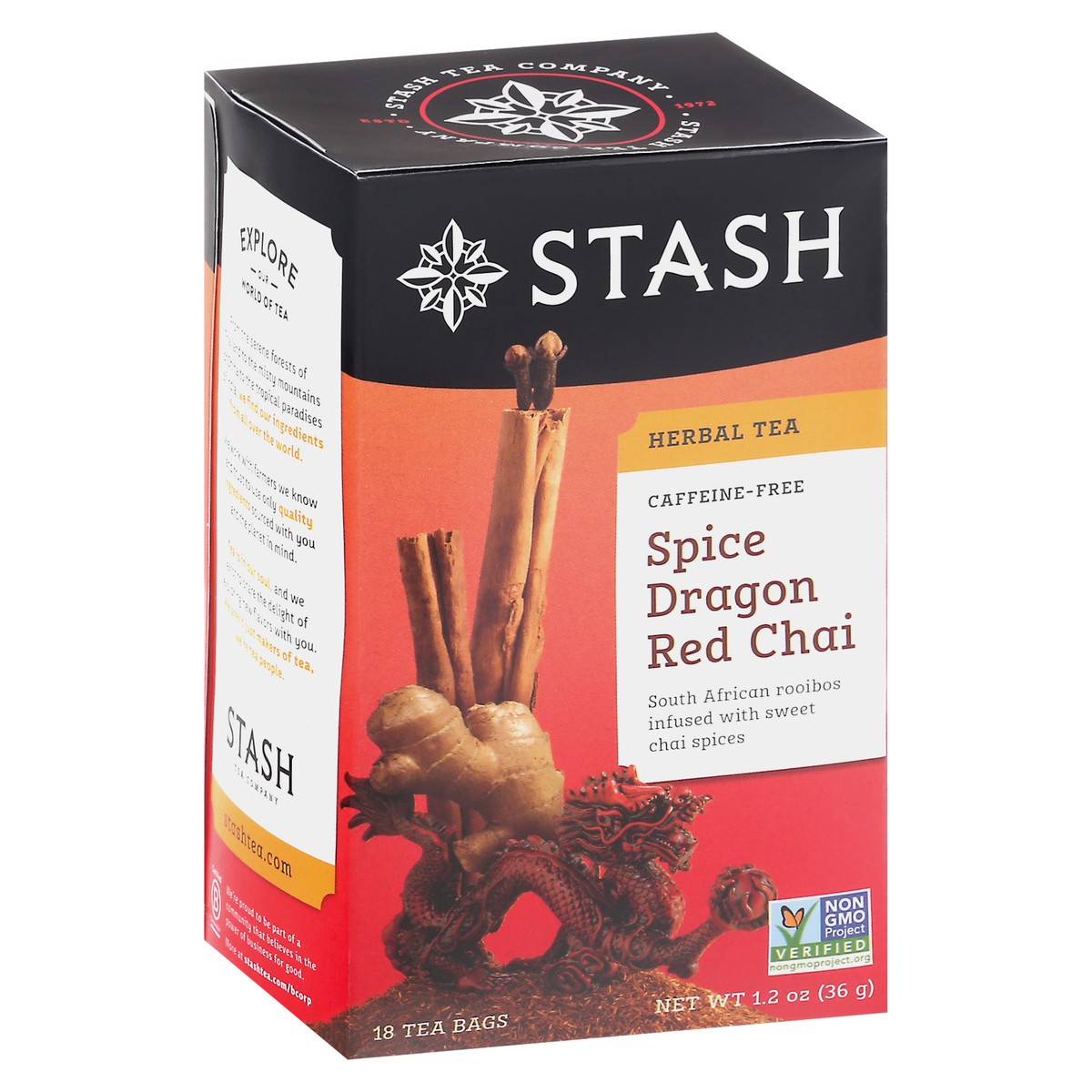 slide 4 of 9, Stash Caffeine-Free Spice Dragon Red Chai Herbal Tea 18 ea, 18 ct