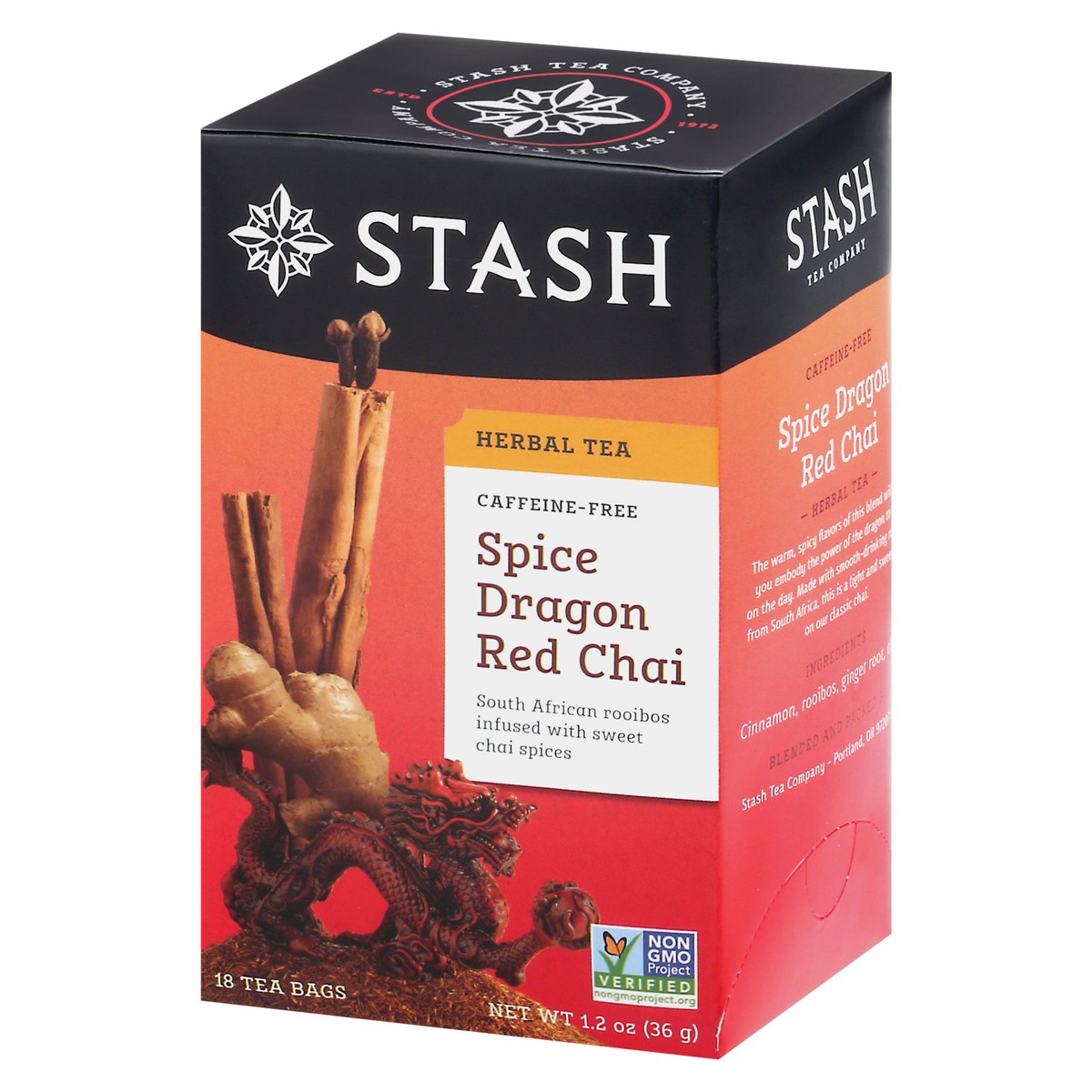 slide 6 of 9, Stash Caffeine-Free Spice Dragon Red Chai Herbal Tea 18 ea, 18 ct