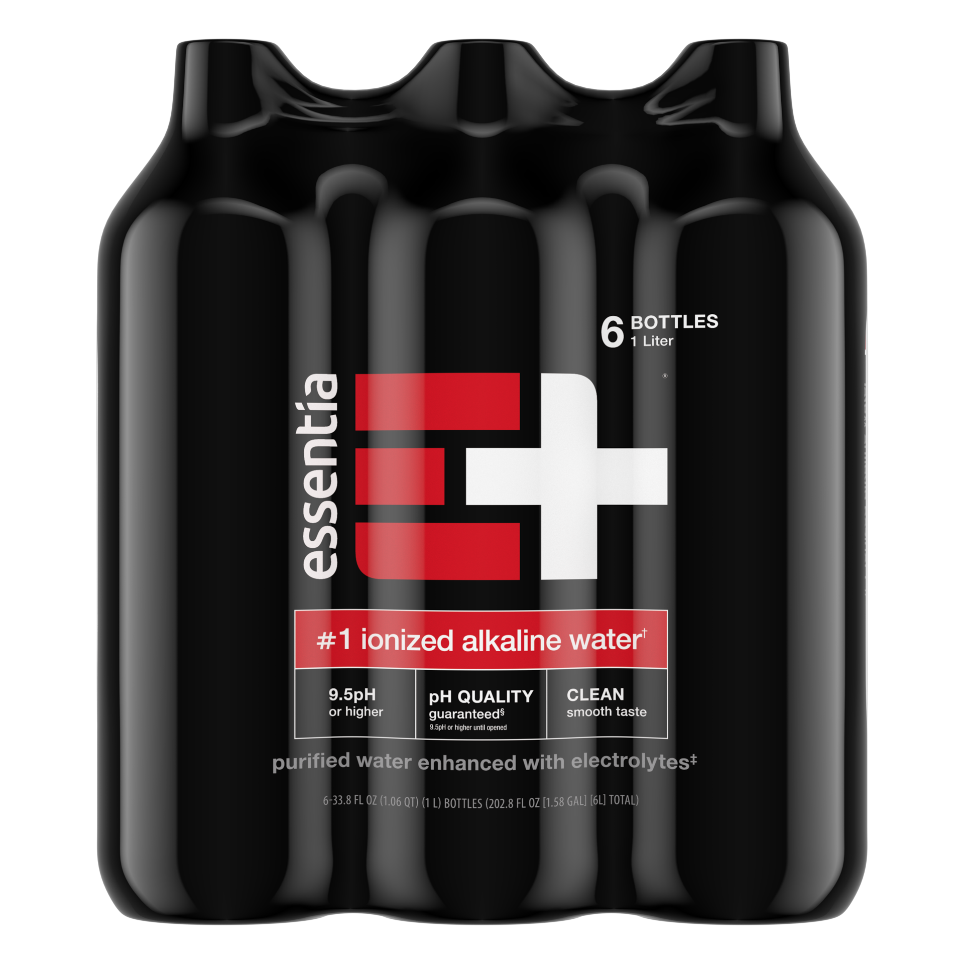 slide 1 of 9, Essentia Bottled Water, 1 Liter, 6-Pack, Ionized Alkaline Water, 6 liter