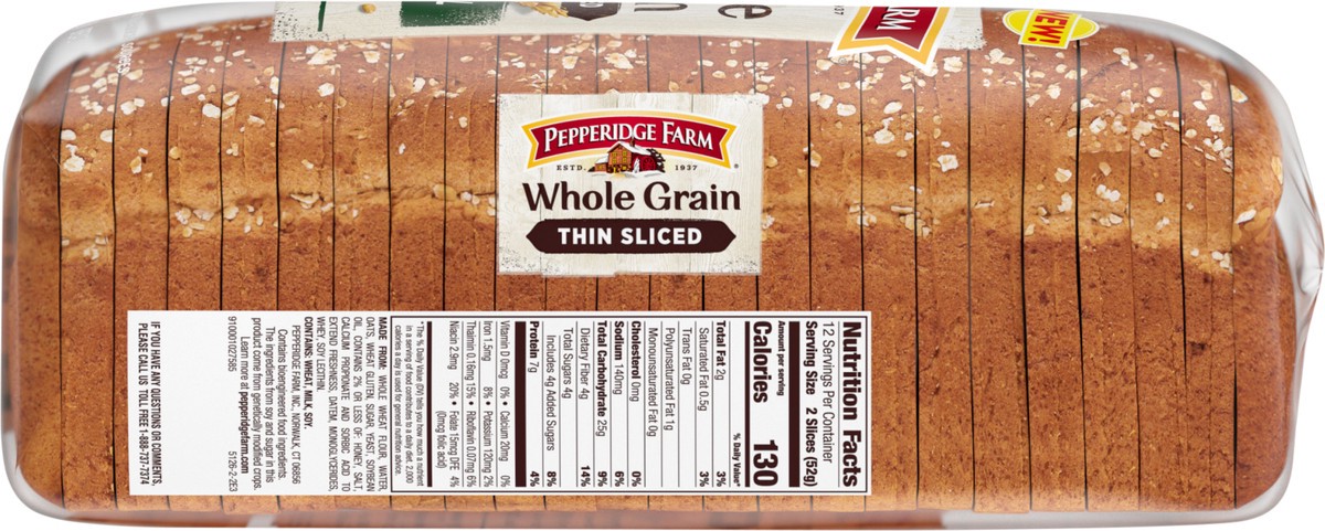 slide 2 of 7, Pepperidge Farm Whole Grain Oatmeal Thin Sliced Bread, 22 oz