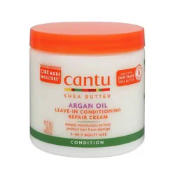Cantu Argan Oil Leave-In Conditioning Repair: Deep Hydration Cream for Textured & Curly Hair, Silicone-Free, 16 fl oz