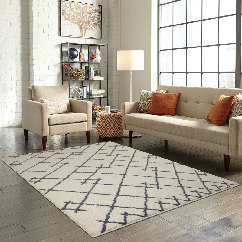 slide 3 of 3, 5'X7' Kenya Fleece Geometric Design Tufted Area Rug Cream - Threshold™: Modern Indoor Carpet, Medium Pile, Fade & Stain Resistant, 1 ct