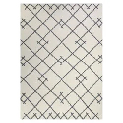5'X7' Kenya Fleece Geometric Design Tufted Area Rug Cream - Threshold™: Modern Indoor Carpet, Medium Pile, Fade & Stain Resistant