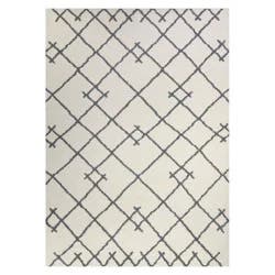 5'X7' Kenya Fleece Geometric Design Tufted Area Rug Cream - Threshold™: Modern Indoor Carpet, Medium Pile, Fade & Stain Resistant