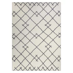 2'6"x3'10" Kenya Fleece Geometric Design Tufted Accent Rug Cream - Project 62